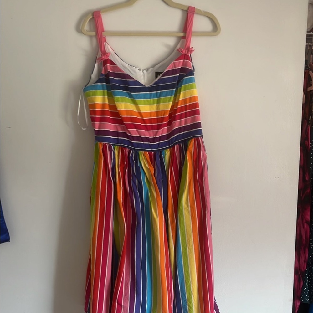 Hell Bunny pin up rainbow dress 2xl uk 18